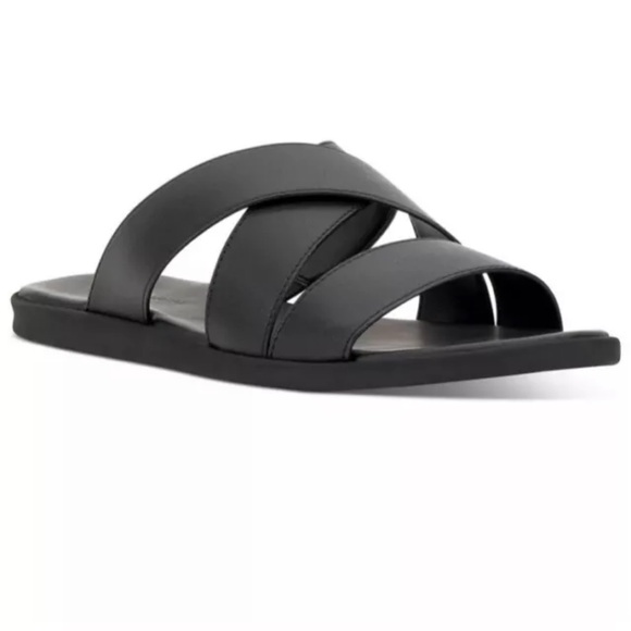 Vince Camuto Men’s BLACK Waely Criss Cross Slide Leather Upper Sandal NEW NIB - Picture 10 of 13